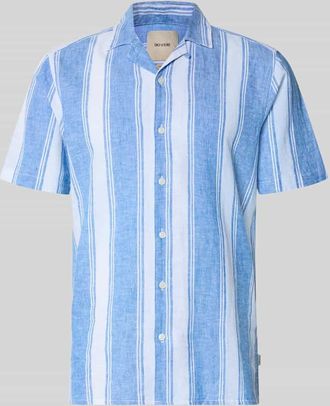 Only & Sons Regular Fit Leinenhemd aus Baumwoll-Leinen-Mix Modell CAIDEN in Blau, Gr&ouml;&szlig;e XXL
