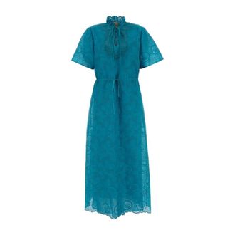 Valentino Garavani Turquoise Lace Dress - female - Valentino Garavani - Midi Dresses - Blue - M - Dresses