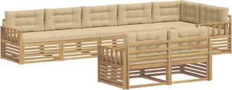 vidaXL Conjunto De Sof&aacute;s De Exterior 8 Uds. Y Beige Poli&eacute;ster Vidaxl
