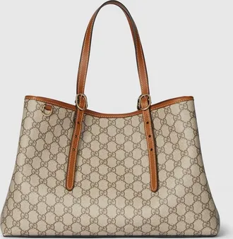 Gucci GG Emblem Large Tote Bag, Beige, GG Canvas