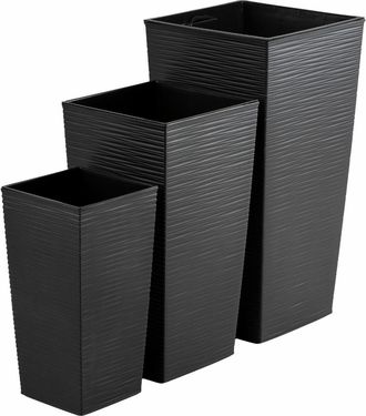 OEM Juego De 3 Macetas Negras Porto Riflo