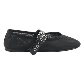 Miu Miu Schoenen, Dames, Zwart, 36 EU, Leer, Ballerinas van mesh stof