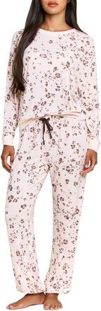 Honeydew Intimates Star Seeker Brushed Jersey Pajamas in Powdery Peach Leopard at Nordstrom, Size X-Small