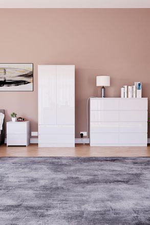 Home Discount Vida Designs Glinton 3Pc Bedroom Set(2Dr Bedside, 8Dr Chest, Wardrobe) in White