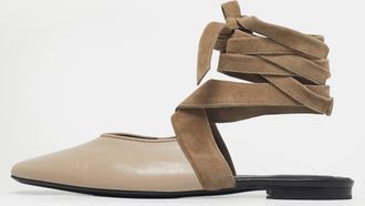 J.W.Anderson J. w.anderson Beige Leather And Suede Ankle Wrap Mules Flats