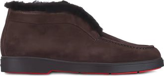 Santoni Mocassini Fortune con bordo in shearling - Marrone