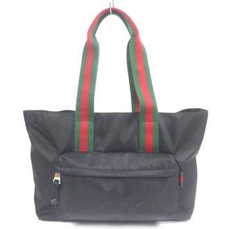 Gucci Sherry Line Black Nylon Tote Bag (Pre-Owned)