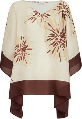 Brunello Cucinelli Bloom print poncho-style top in Beige at Nordstrom, Size Xx-Small Eu
