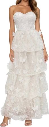 Dress The Population Womens Butterfly Strapless Gown In White