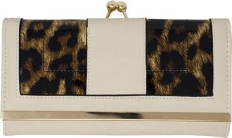 Generic Ladies Metal Finish Clip Top Card Slots Women Wallet Bag Animal Print Clutch Purse Handbag 1178