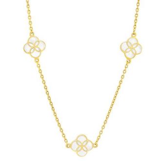 Jan Leslie Sterling With 18K Gold Overlay And Gemstones Triple Petal Station Necklace in White at Nordstrom
