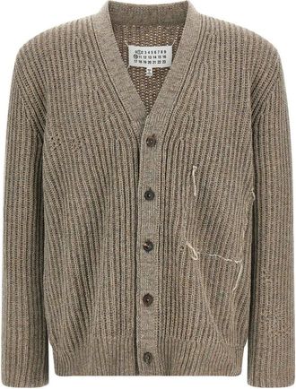 Maison Margiela Wollen Cardigan - Heren - Vesten - Grijs - S - Wol - Truien & Vesten