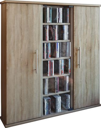 ebuy24 Madera Cd Dvd Stand Estante Santo Puerta De Vidrio 92x86x18 - Vcm