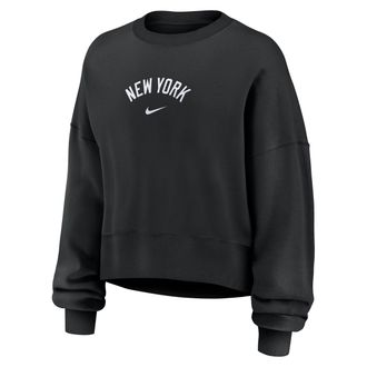 Nike New York Yankees Nike Womens MLB Pullover Crew in Black | 01D7912ZNK-9HV