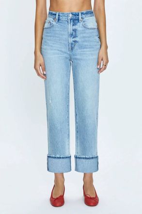 Pistola Denim Cassie Cuffed Crop Super High Rise Straight Jeans In Panorama Vintage Wash