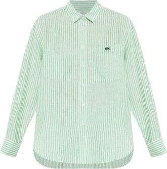 Lacoste striped shirt - women - Linen/Flax - 38 - White