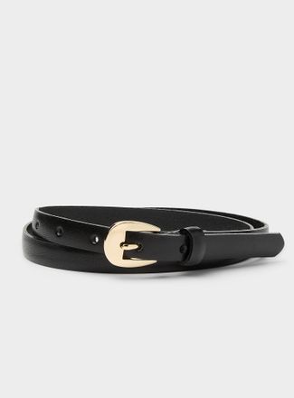 Simons Womens Golden D-buckle thin leather belt