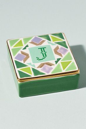 Anthropologie Quilted Monogram Trinket Box