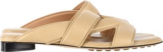 Bottega Veneta Pre-owned Womens Vienna Crossover Strap Slide Sandals in Beige Leather - Size 36.5 EU/IT