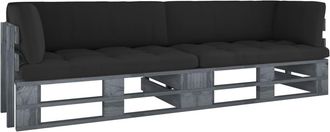 vidaXL Sof&aacute; De Palets 2 Plazas Cojines Gris Madera De Pino Impregnada Vidaxl