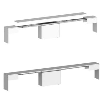 Dmora Dmora - Banco Ubertino, Asiento Para Mesa De Comedor, Banco Individual Extensible, 290x25h45 Cm, Blanco Brillante