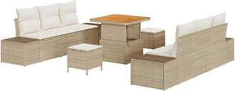 vidaXL Vidaxl - Conjunto De Sof&aacute; De Jard&iacute;n Con Coj&iacute;n 9 Pcs Beige Polirat&aacute;n