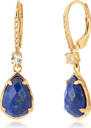 MAX + STONE 18k Gold over Sterling Silver 6.5 Carats Pear Shape Gemstone Dangle Earrings