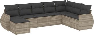 vidaXL Vidaxl - Set De Sof&aacute;s De Jard&iacute;n 8 Pzas Y Cojines Rat&aacute;n Sint&eacute;tico Gris