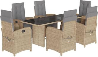 vidaXL Set Comedor De Jard&iacute;n 7 Pzas Con Cojines Rat&aacute;n Sint&eacute;tico Beige Vidaxl