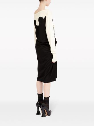 Maison Margiela Ruched Graphic Jersey Dress - Off-White