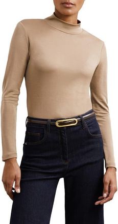 Reiss Molly Mock Neck Top in Camel at Nordstrom, Size Small