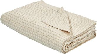 Beliani Beliani - Cotton Blanket Cable Knit Pattern Chair Sofa Throw 110x180cm Beige Anamur