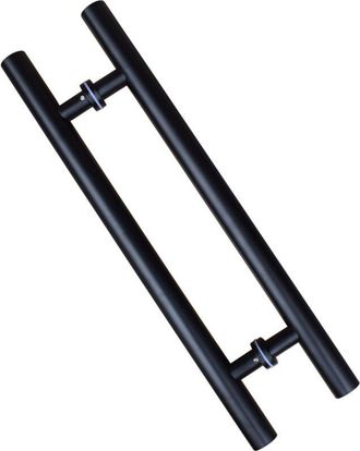 OEM Empu&ntilde;adura Para Puerta Corrediza - Acero Al Carbono - Acabado En Polvo Negro - 600 Mm - Distancia Entre Agujeros 400 Mm - Para Puertas Interiores Y Ex
