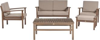 Beliani Conjunto De Jard&iacute;n 4 Plazas De Madera De Acacia Oscura Gris Pardo Cojines Manila