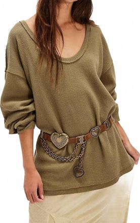 Free People Coast To Coast Thermal Sweater In Gothic Olive