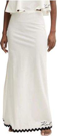 Karl Lagerfeld Rokken, Dames, Wit, S, Katoen, Signature Scallop Beach Skirt