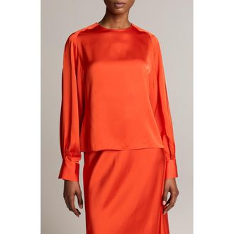 Vince Tie Back Satin Top in Crimson at Nordstrom, Size Xx-Small