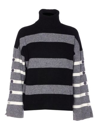 Liu Jo striped button-cuff sweater - Grey