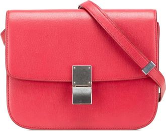 Celine Borsa a tracolla Classic Box media in pelle di vitello 2017 - Rosso