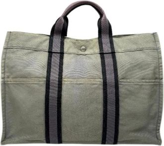 Herm&egrave;s Pre-owned Canvas Tote Bag - Dames - Vintage Shopper - Grijs - ONE Size - Vintage
