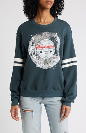 Daydreamer Disco Ball Varsity Cotton Graphic Sweatshirt in Vintage Black at Nordstrom Rack, Size Medium