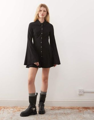 Monki Vestito camicia sartoriale corto nero