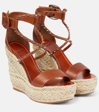 Christian Louboutin Chocazeppa leather wedge espadrilles