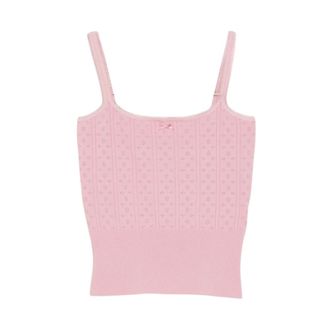 J.W.Anderson Top sin mangas de punto calado con cuello cuadrado - Tops - Mujer - Rosa - S