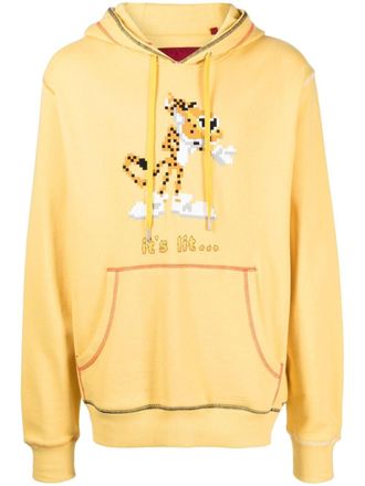Mostly Heard Rarely Seen Its Lit graphic-print cotton hoodie - Yellow