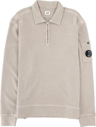 C.P. Company Beige Cotton Polo Collar Sweatshirt