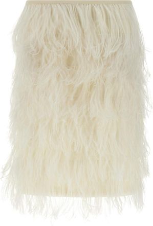 The Attico White Ostrich Feather Skirt