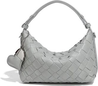 Generic Compatible For Womens Fresh Handbag Love Heart Decoration Dumpling Bag Shoulder Crossbody Soft PU Leather(Agate Gray)