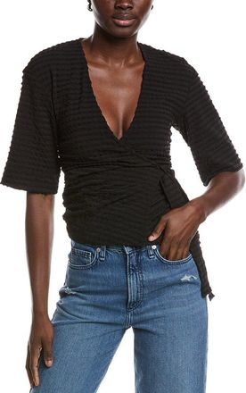 Ganni Stretch Seersucker Wrap Blouse