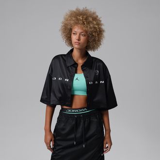 Nike Jordan Womens Jordan Flight Woven Top in Black | IM6816-010